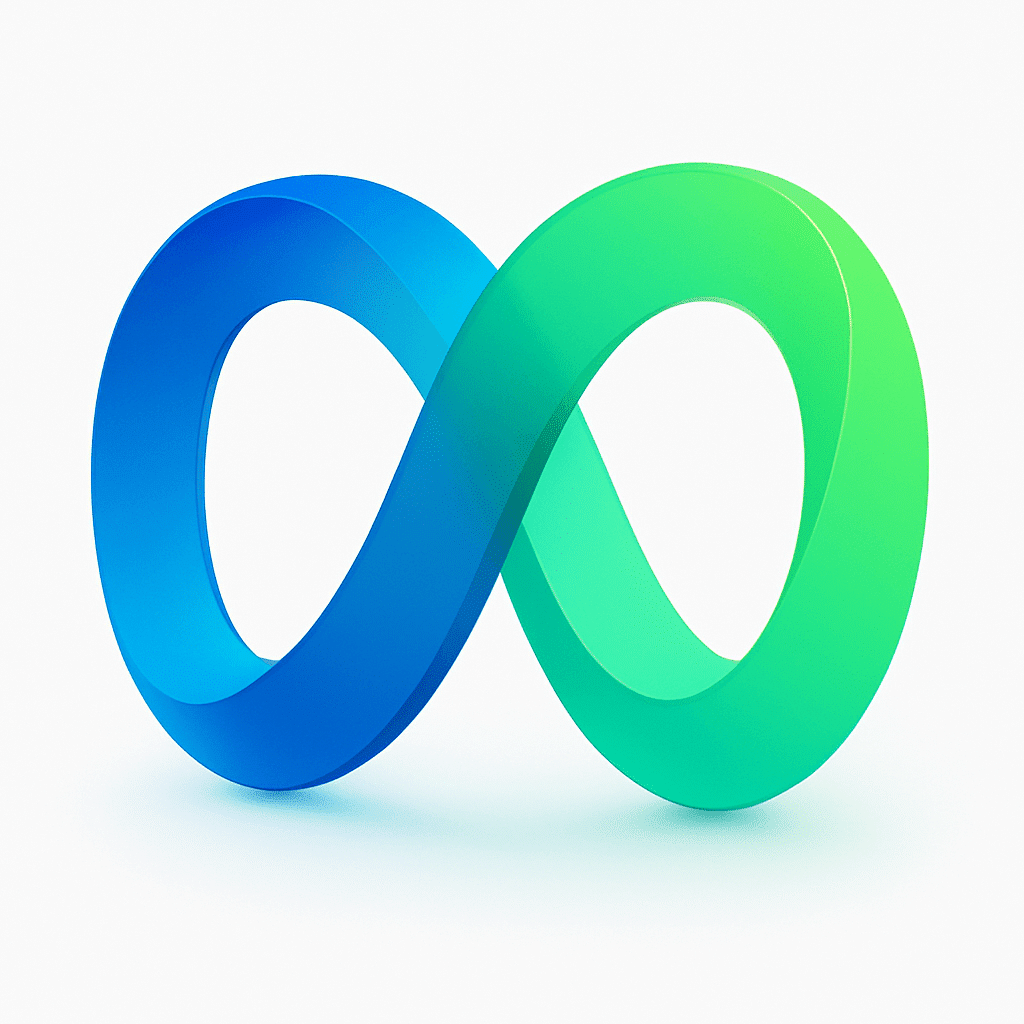 Infinity symbol with blue and green colors