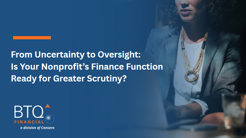 Title card for BTQ webinar on nonprofit oversight preparation