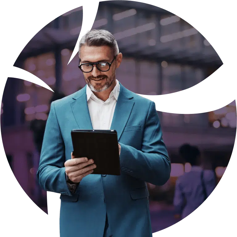 man holding tablet