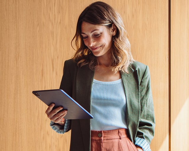 woman using tablet
