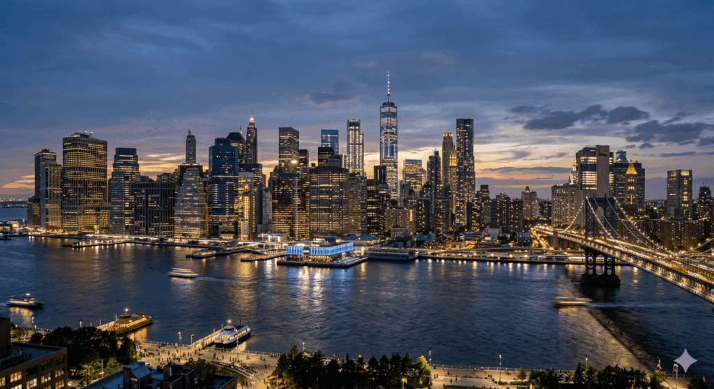 City skyline at night