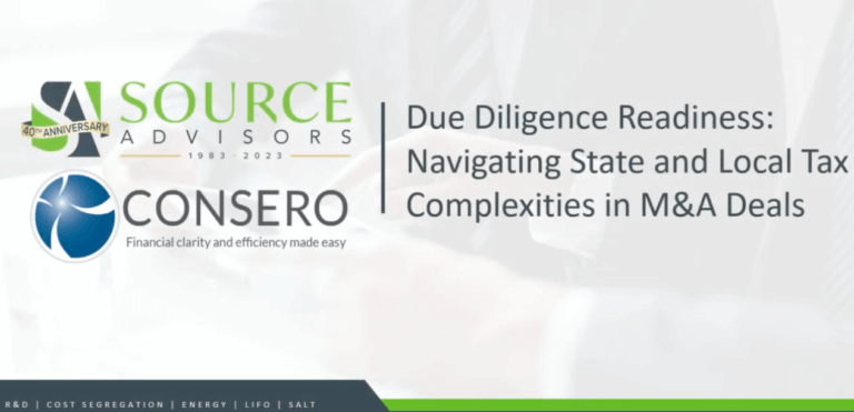 Source Advisors and Consero M&A Tax diligence webinar